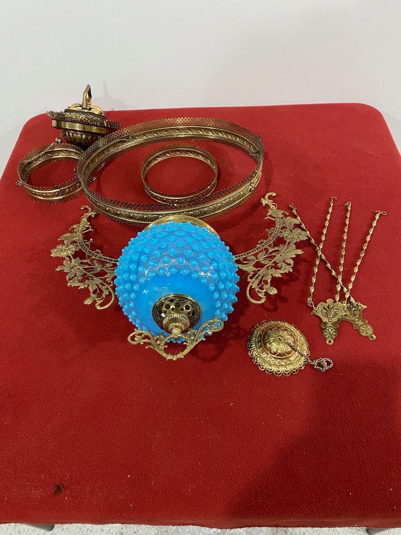 Ornate Blue Hobnail Victorian Frame (Missing Shade) (1 of 4)