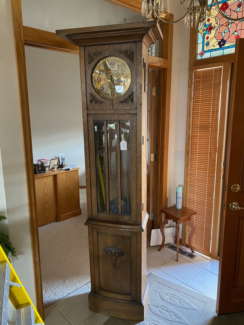 2 Weight German Beveled Glass Grandfather Clock (1 of 3)