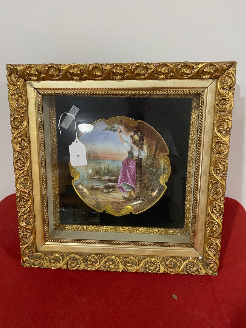 Large Framed Portrait Plate (Signed: N. Gilbert) (1 of 2)