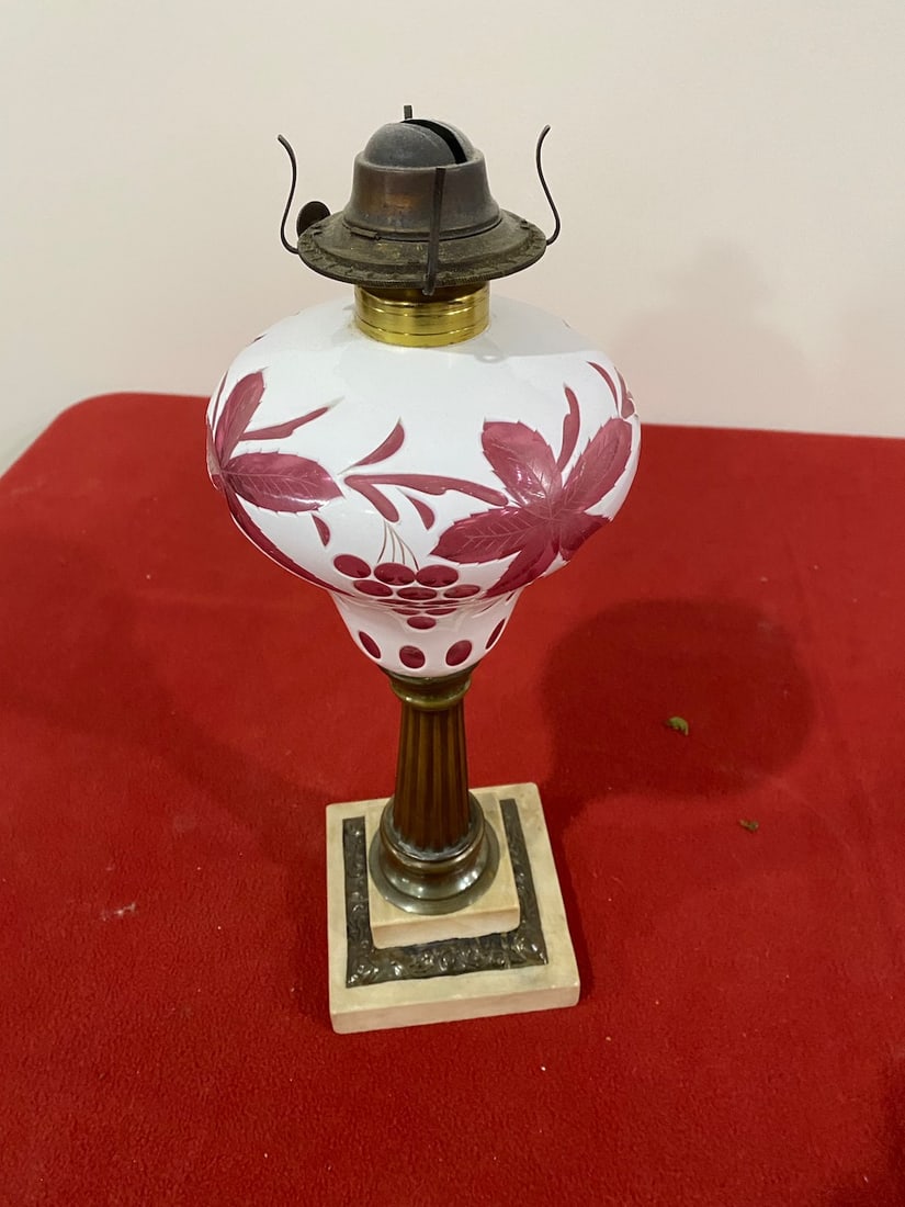 Ornate Kerosene Lamp w/ Marble Base (1 of 3)