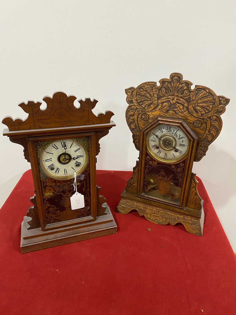 2 Early Kitchen Clocks (1 Oak / 1 Walnut) (1 of 3)