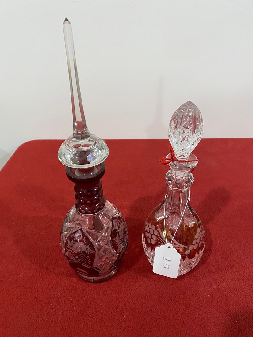 2 Large Ruby Flash Decanters (1 of 3)