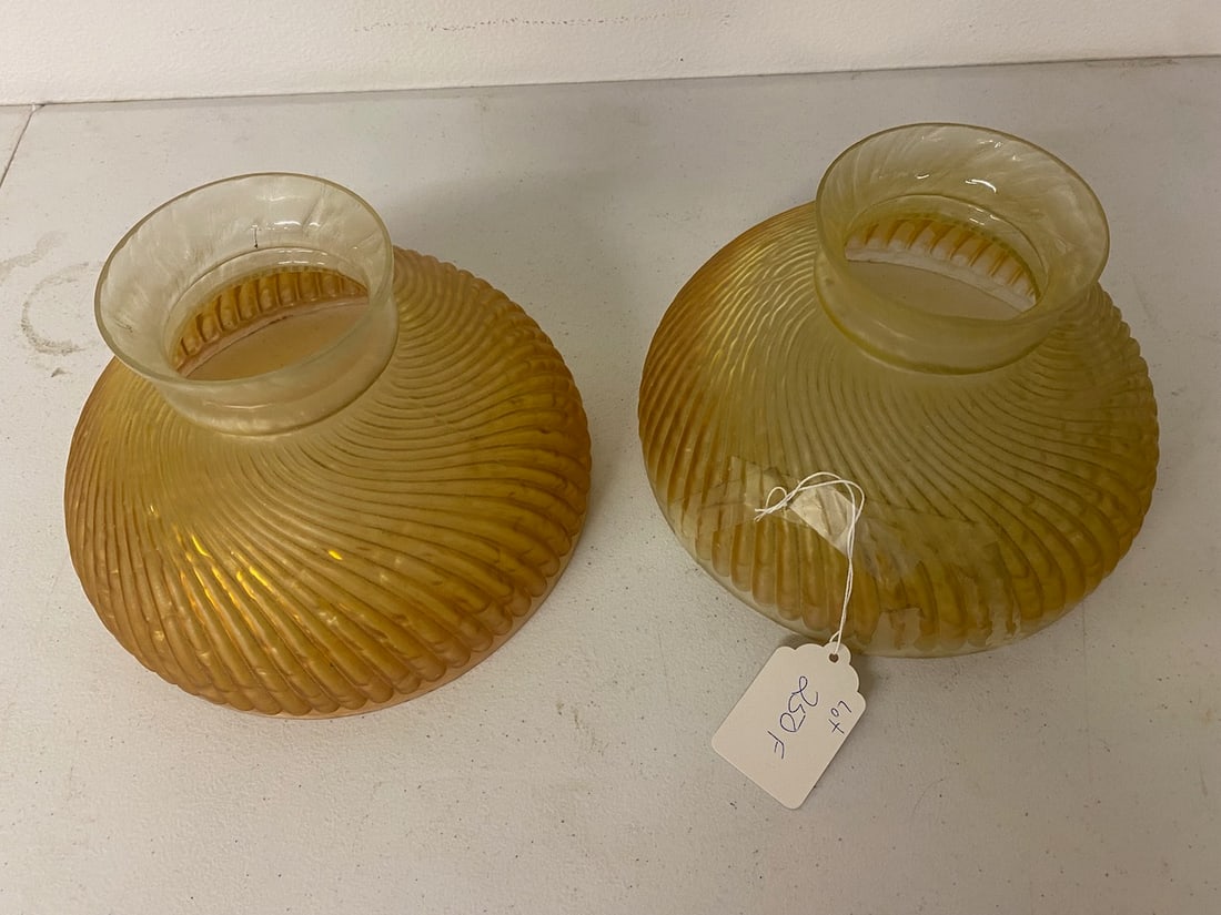 2 10" Student Lamp Shades Handel Type w/ Irradescent Swirls (1 of 3)