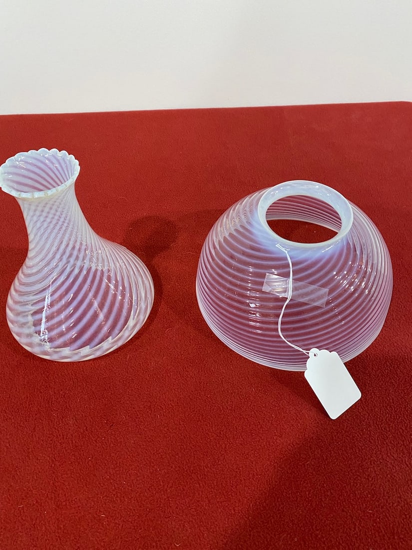 2 Opalescent Swirled Shades - 1 for Angle Lamp (1 of 3)