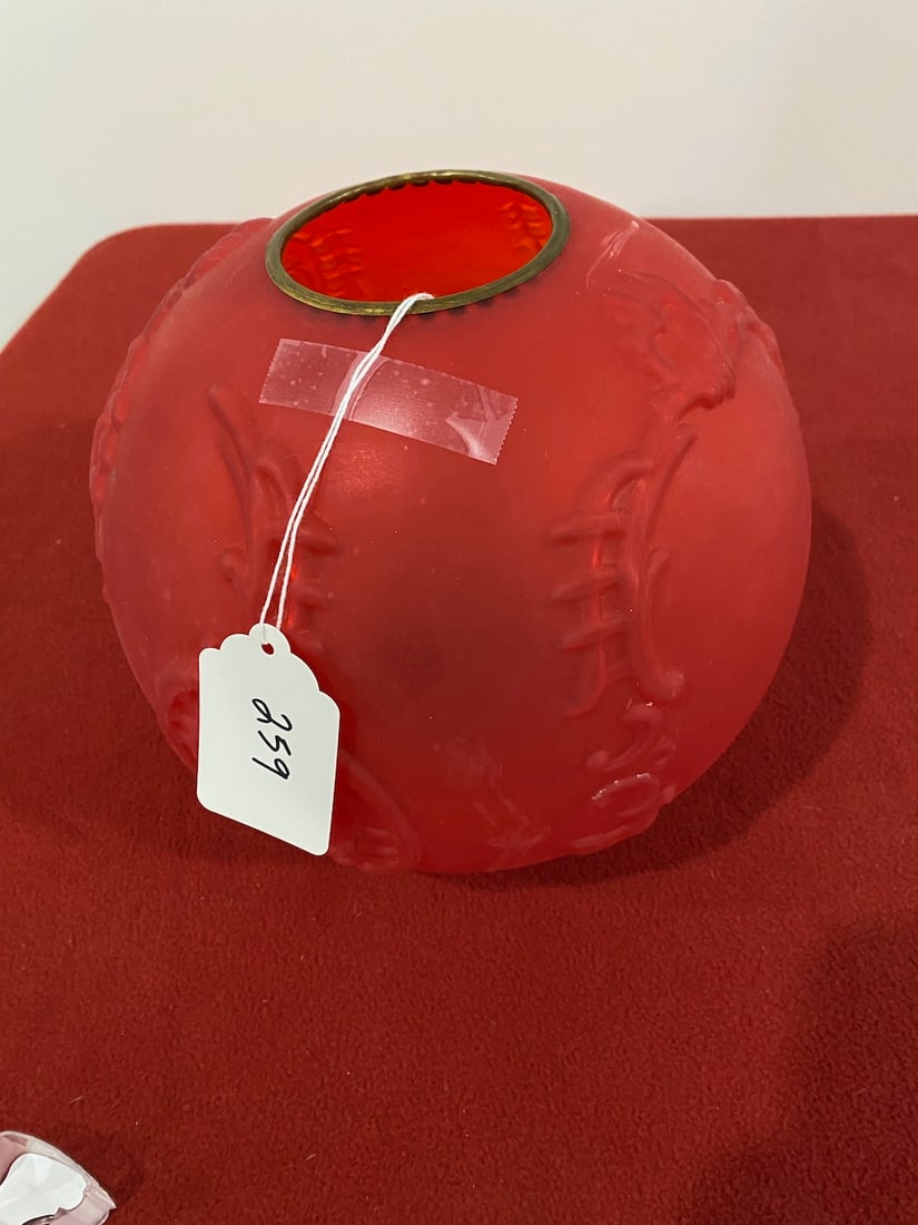 Red Satin "Gone with the Wind" Globe: 10" Round w/ 4" Fitter