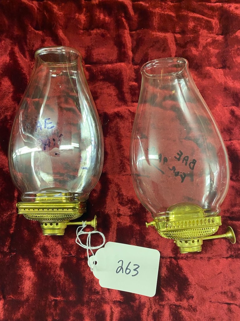 Pair of Bridgeport Burners & Globes: 8" Tall