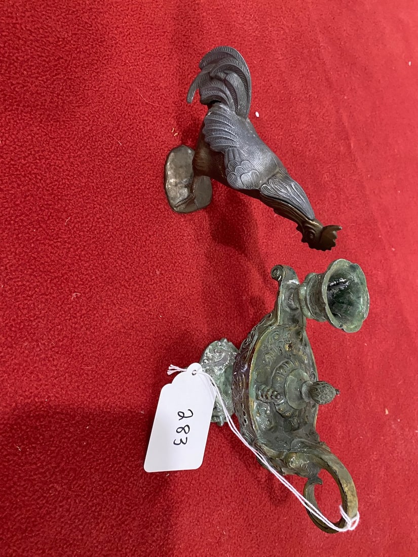 Miniature Alladin Lamp & Rooster Toothpick Holder (1 of 3)