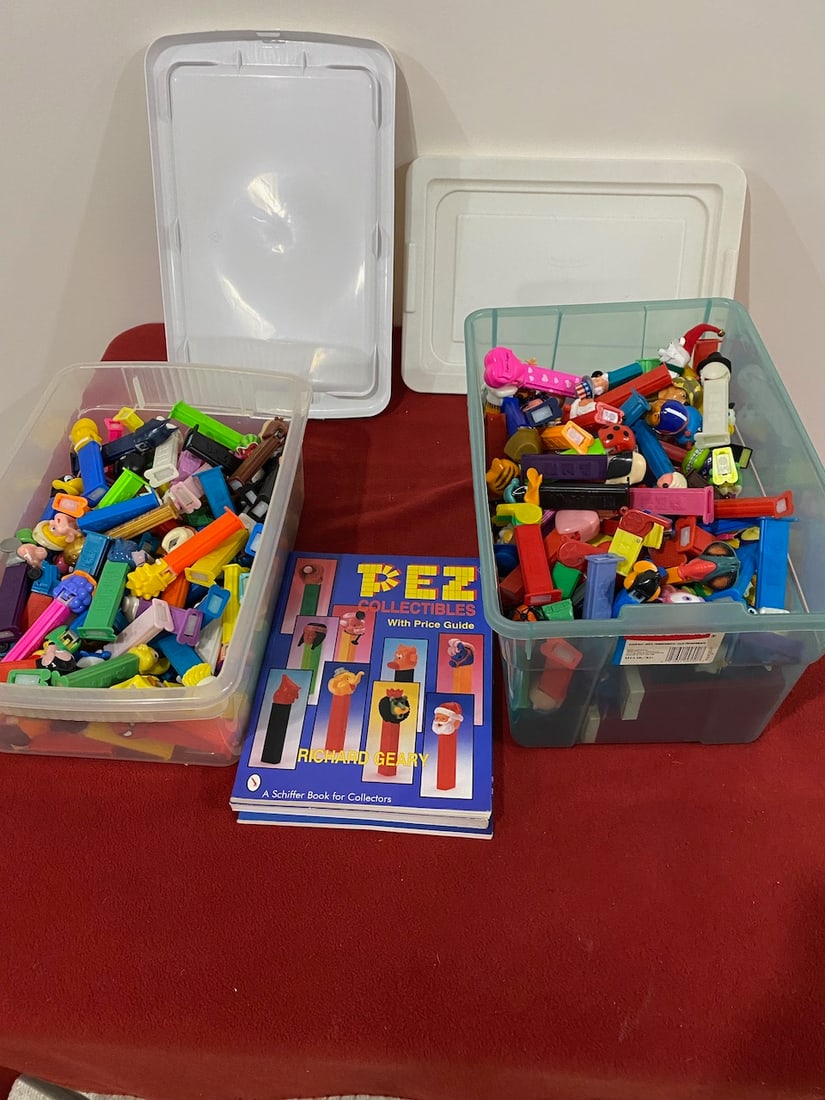 Collection of Pezz Candy Containers (100+) w/ Pezz Books: Various