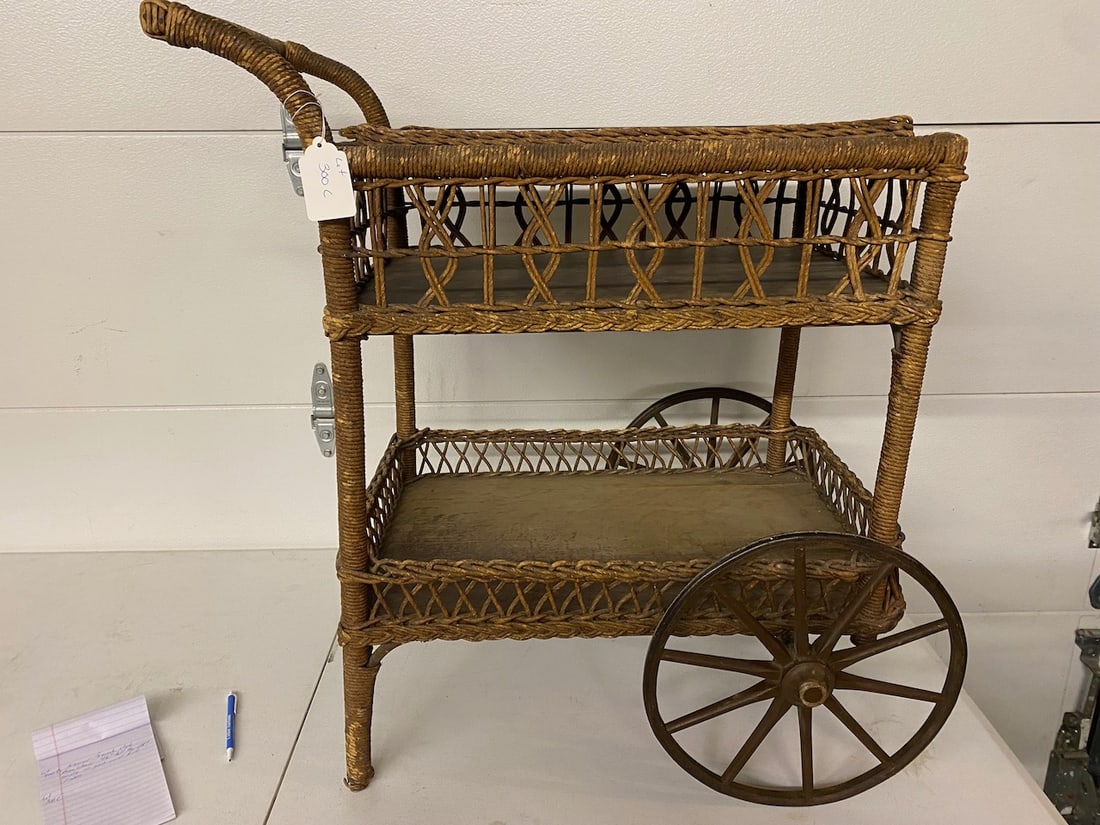 Early Victorian Wicker Tea Cart (1 of 3)