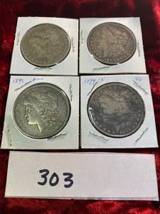 4 Silver Dollars-Dated: 1921 (1 un-circulated)