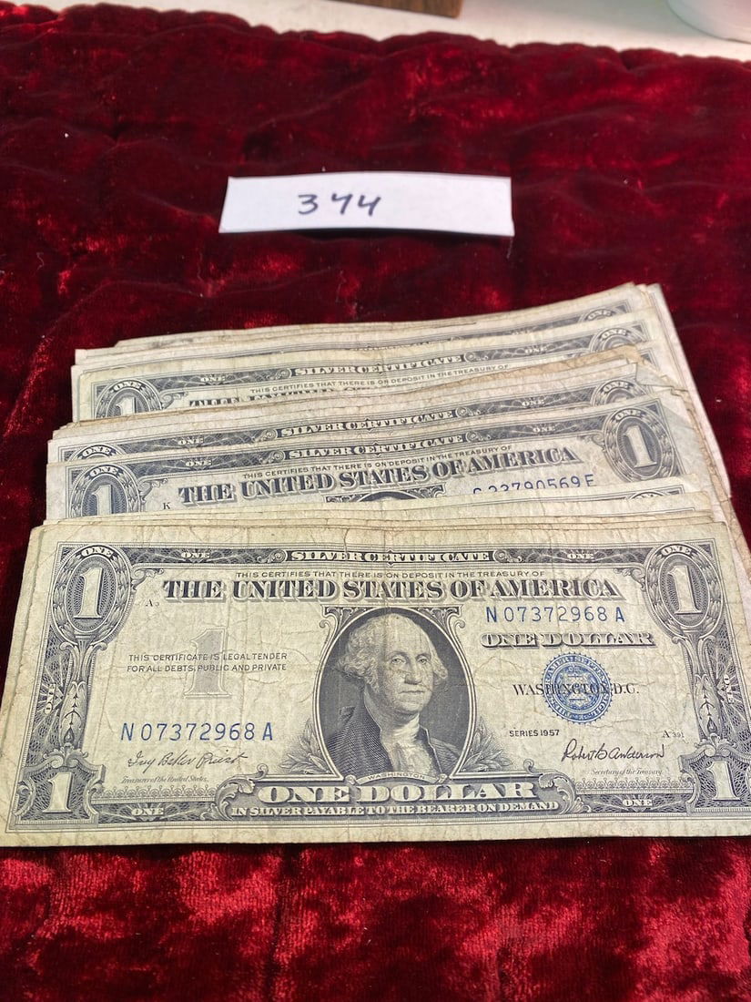 21 Silver Certificate One Dollar Bills - Dates: Various (1 of 2)