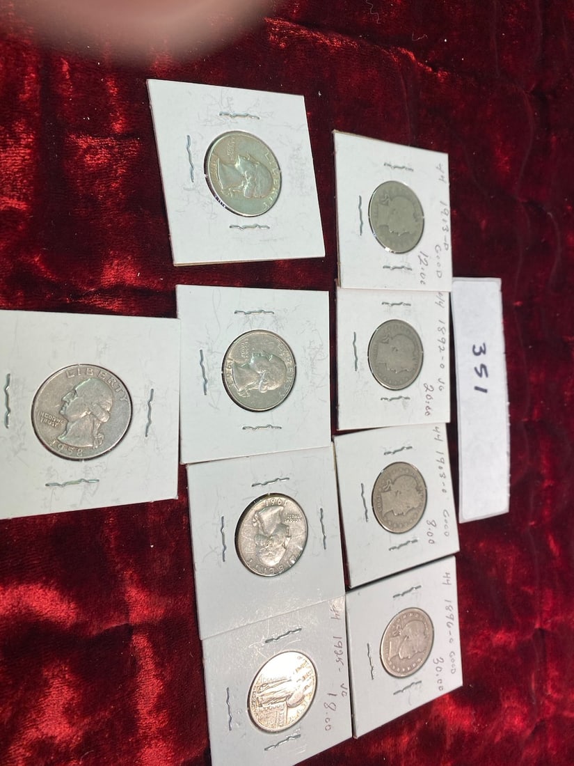 9 Silver Quarters  Dates 1892-1963 (1 of 2)