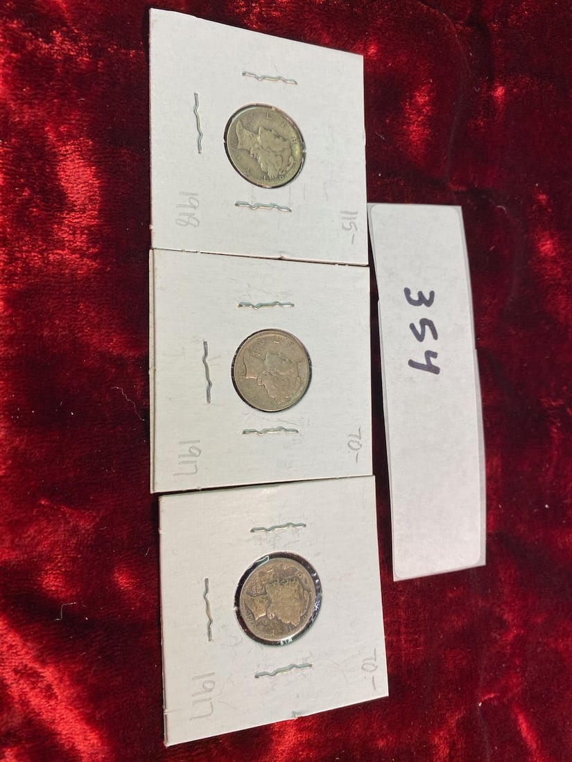 3 Mercury Head Dimes - 2 Dated 1917, 1 Dated 1918 (1 of 2)