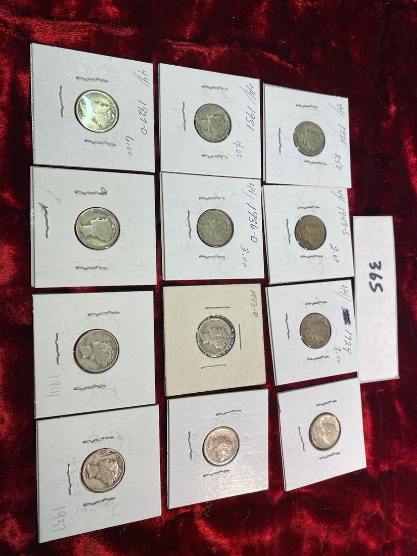 12 Mercury Dime- Dated 1924-1936D (1 of 2)