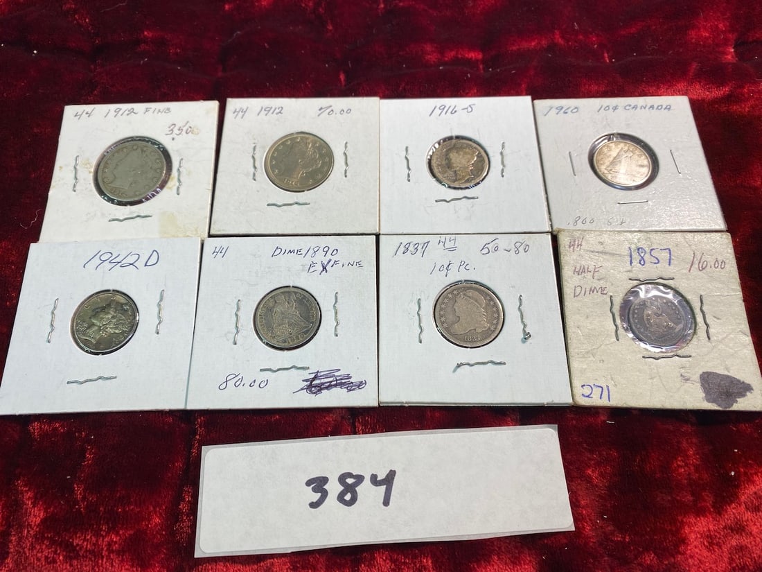 6 Early Dimes + 2 Nickels (1 of 2)