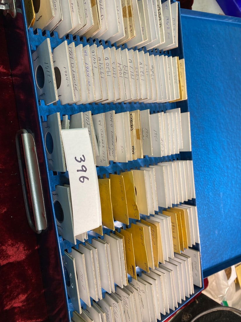 Blue Metal Case w/ 150+ of Pennies (1 of 2)