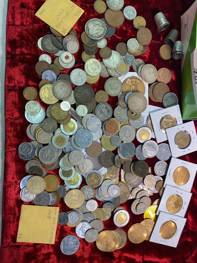 Large Lot of Foreign Coins (Many Silver) (1 of 2)