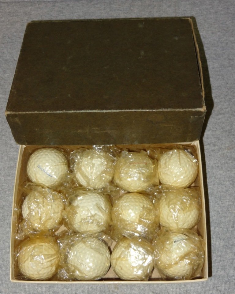 Original Dozen Billy Thompson Box of Golf Balls: Golf Balls in original cellaphane-Rare