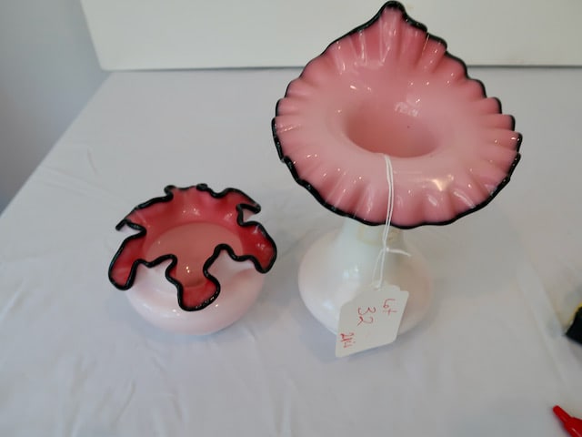 Rare Black Rose Tulip Vase (1953-54) & Ruffled Black Rose Small Vase (1 of 3)