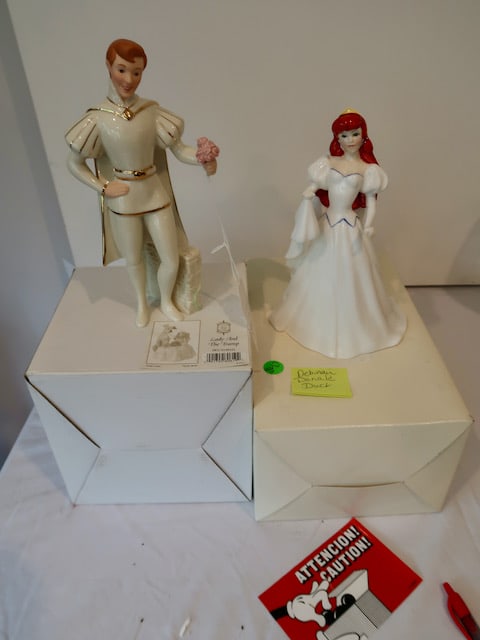 4 Disney Lenox Figurines (2 in Original Boxes) - Donald Duck, Lady & The Tramp, Prince Phillip, (1 of 3)