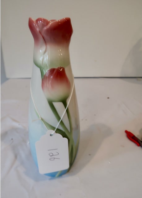 Signed Franz Pottery Vase: 9" T x 3.25" Round