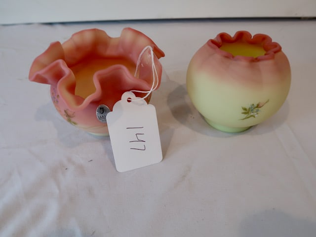 2 Small Signed Burmese Center Bowls - 1 "Circle of Love": 3.5" T x 5.5" Diameter
