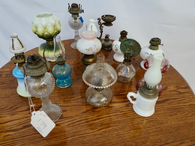 15 Various Miniature Kerosene Lamps: Tallest: 9" T