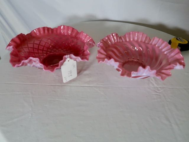 2 Large Cranberry Fenton Bowls (1 of 3)