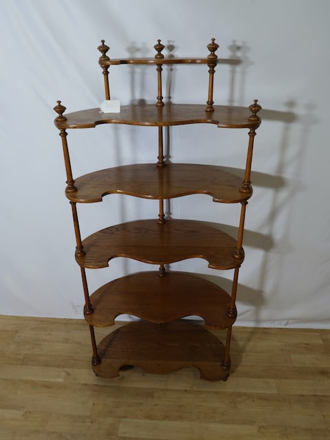Ornate Oak 6 Tiered Victorian Etegee: 57" T x 26" W x 14" D