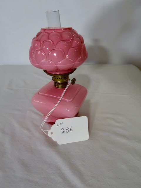 Miniature Pink Case Glass Kerosene Lamp (1 of 3)