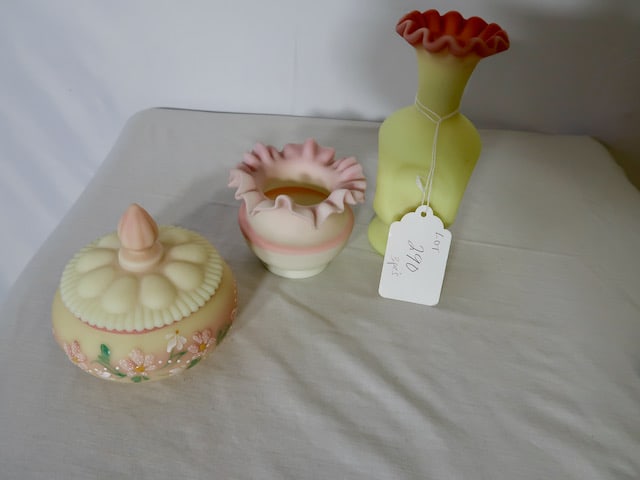 3 Pieces of Fenton Glass: Largest: 7" T x 3" Diameter