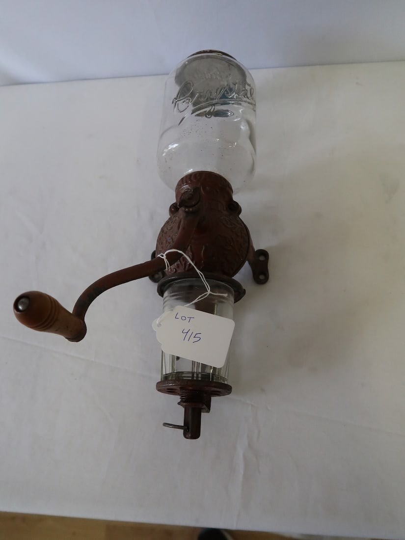 Antique Crystal Wall Coffee Grinder w/ Original Glass Cup (1 of 3)