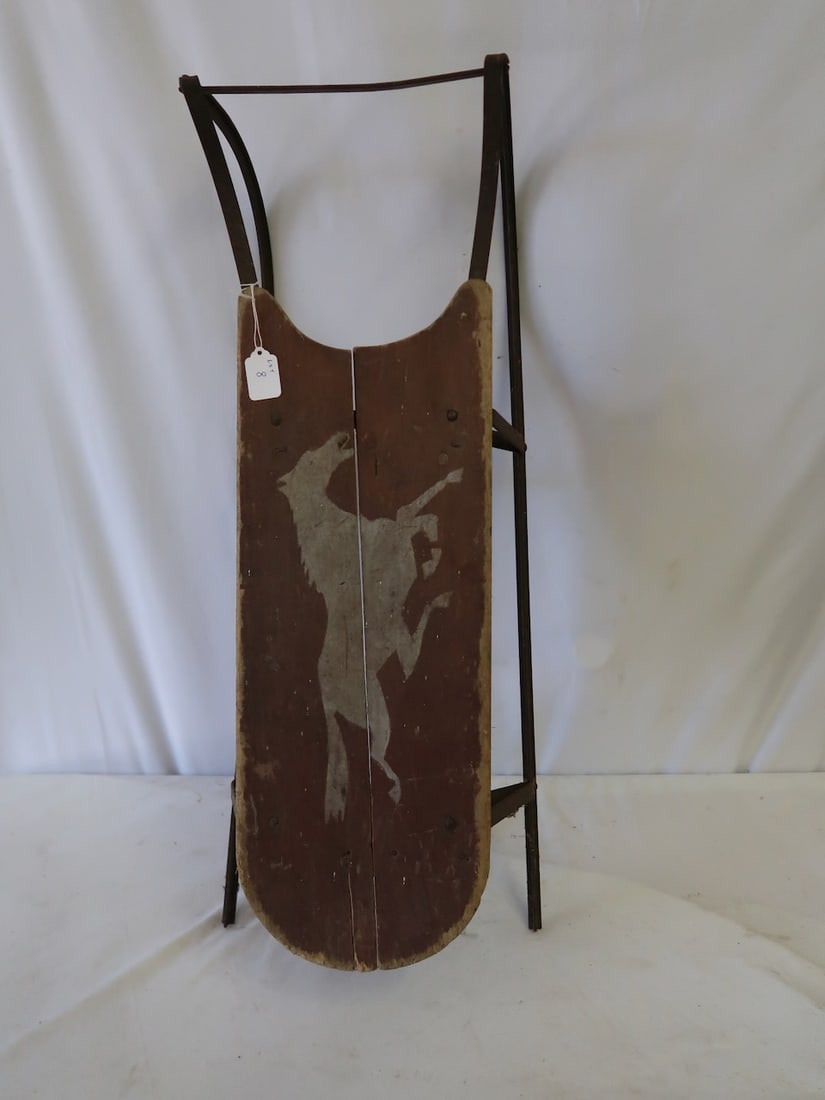 Small Primitive Child's Sled w/ Horse on Bed (1 of 3)
