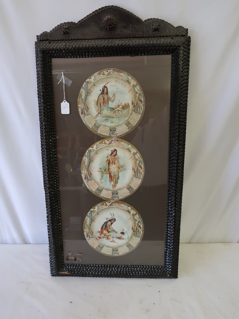 Early "Laughing Water" Framed Calendar - Dated 1905 - Tramp Art Frame (1 of 5)