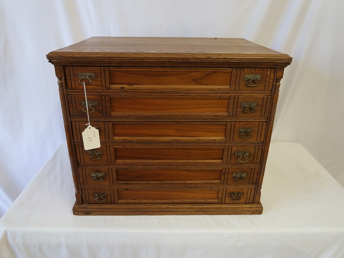6 Drawer Chest Nut Antique Spool Cabinet (1 of 4)
