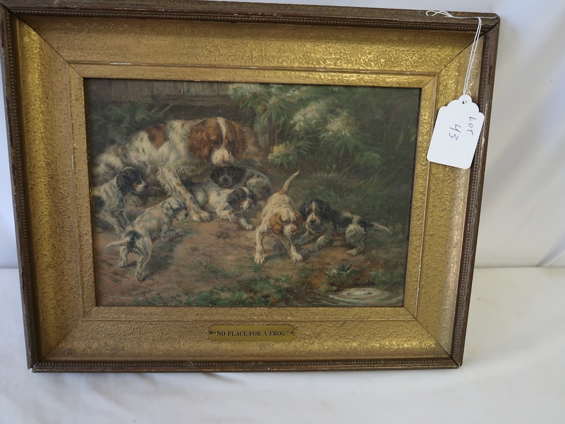 Antique Oil Painting "No Place For A Frog" (1 of 3)