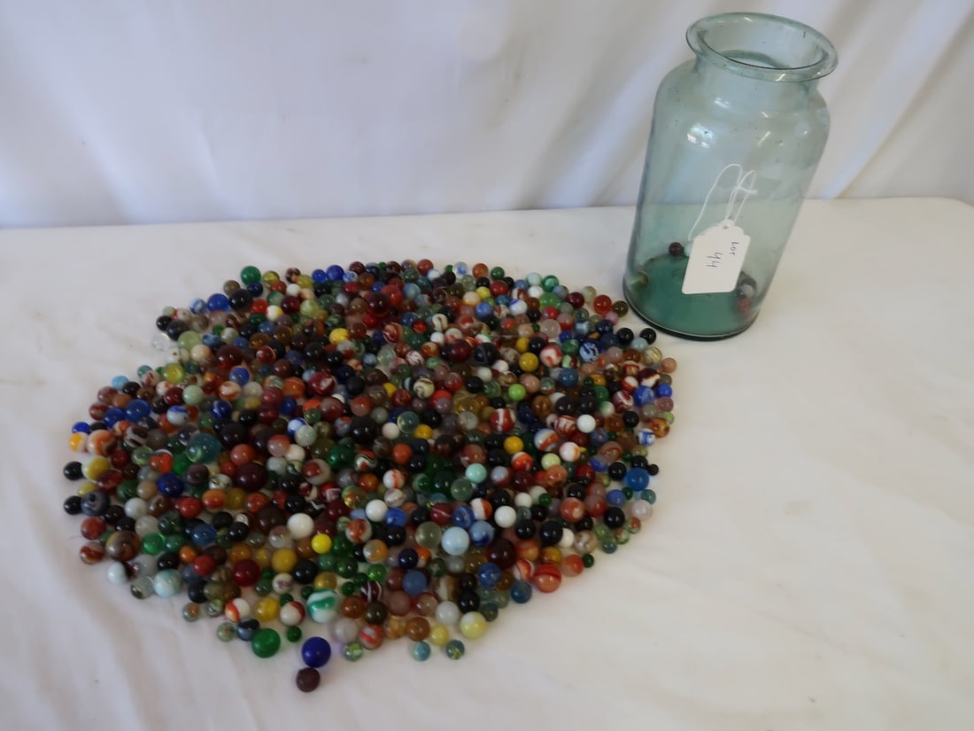 Large Jar of Assorted Antique Machine Made Marbles (1 of 3)