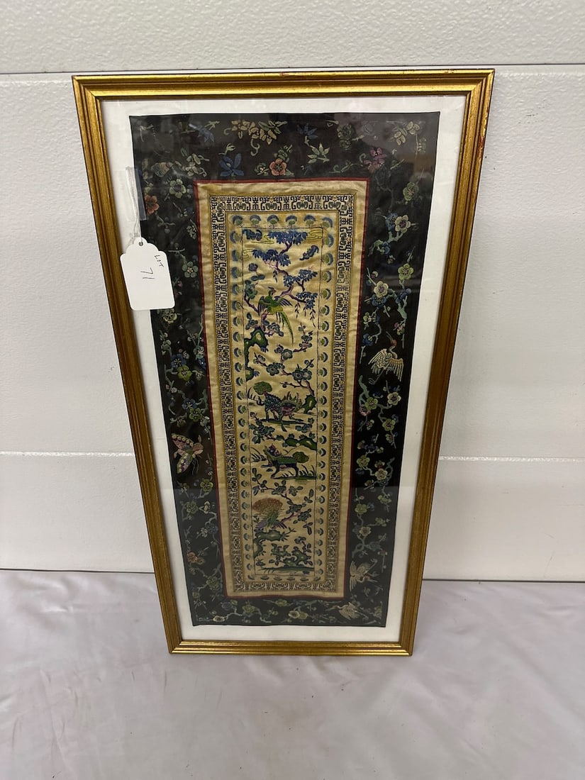 Fine Elaborate Oriental Framed Silk Embroidery (1 of 5)