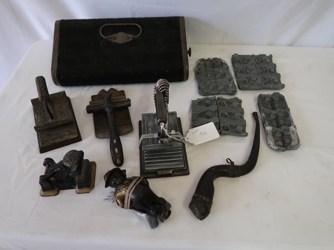 Large Lot of Primitive Iron Items - Including Candy Molds & Fluters (1 of 3)
