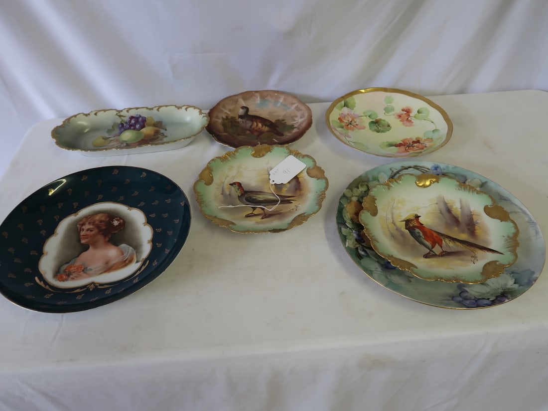Large Lot of Decorated Antique Austrian Plates: Largest: 12" Diameter