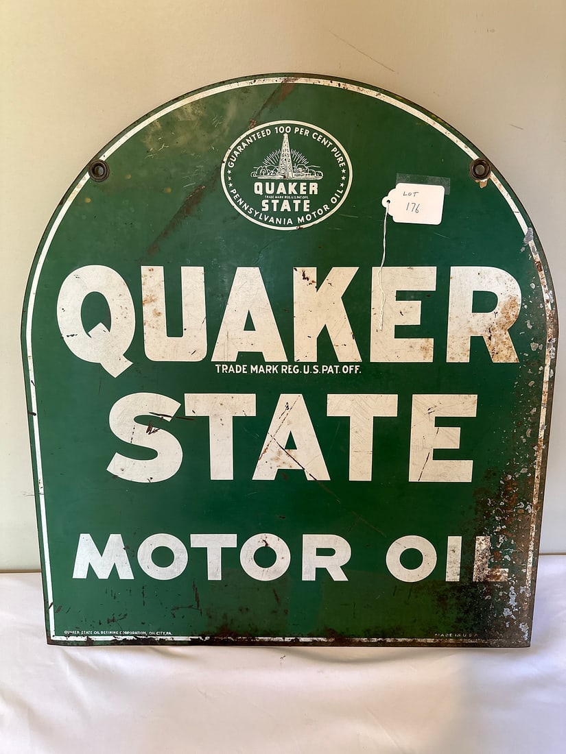 Vintage Quaker State Oil Double Sided Sign (1 of 4)