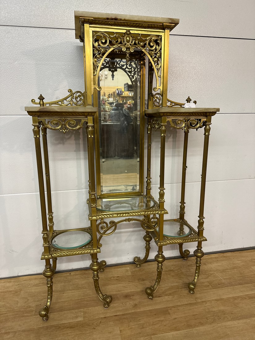 Beautiful Brass & Marble Antique Étagère (1 of 8)