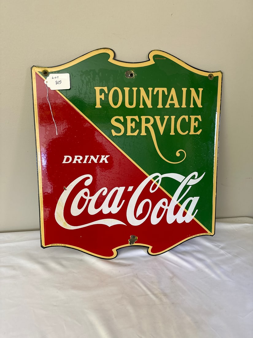 Vintage Coca-Cola Fountain Double Sided Advertising Sign (1 of 6)