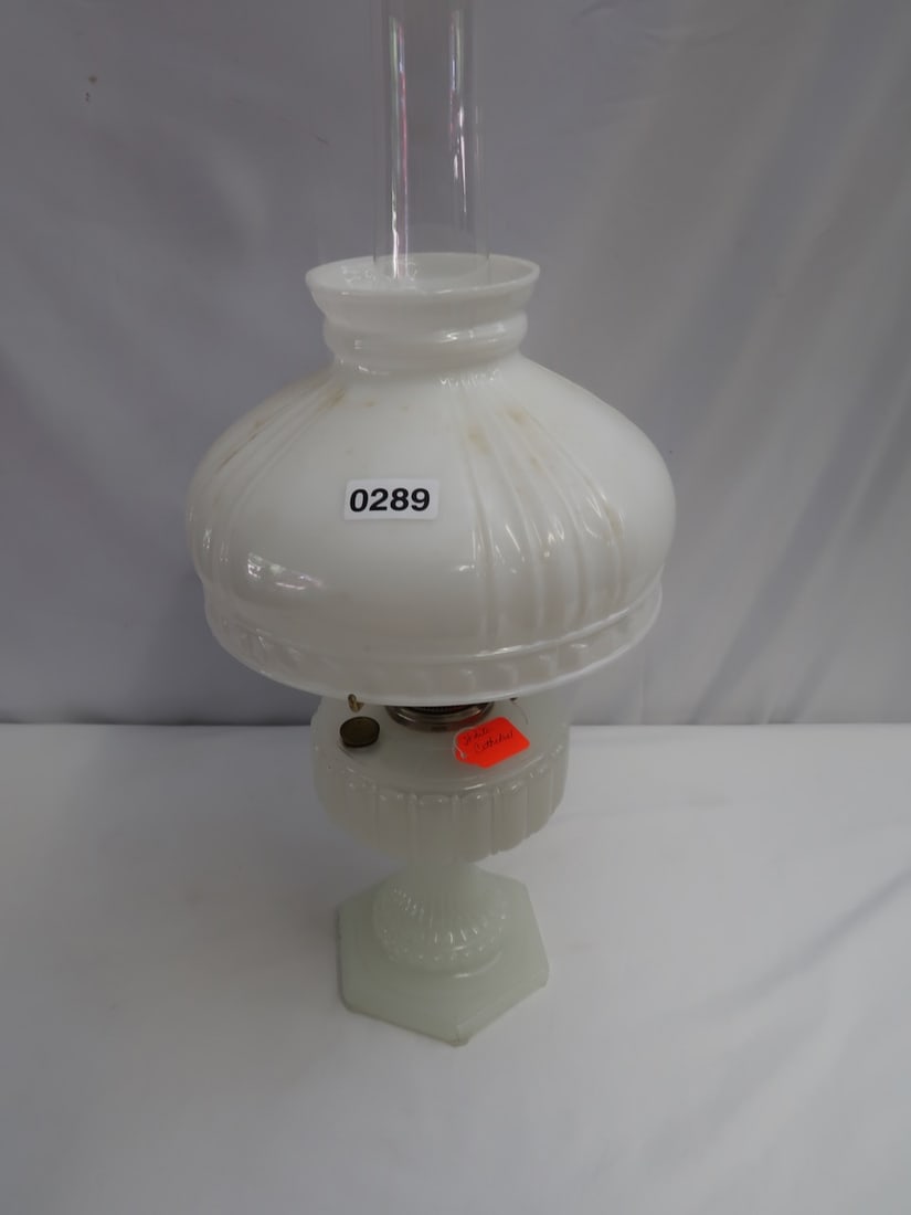 White Cathedral Antique Aladdin Lamp w/ Shade (1 of 3)