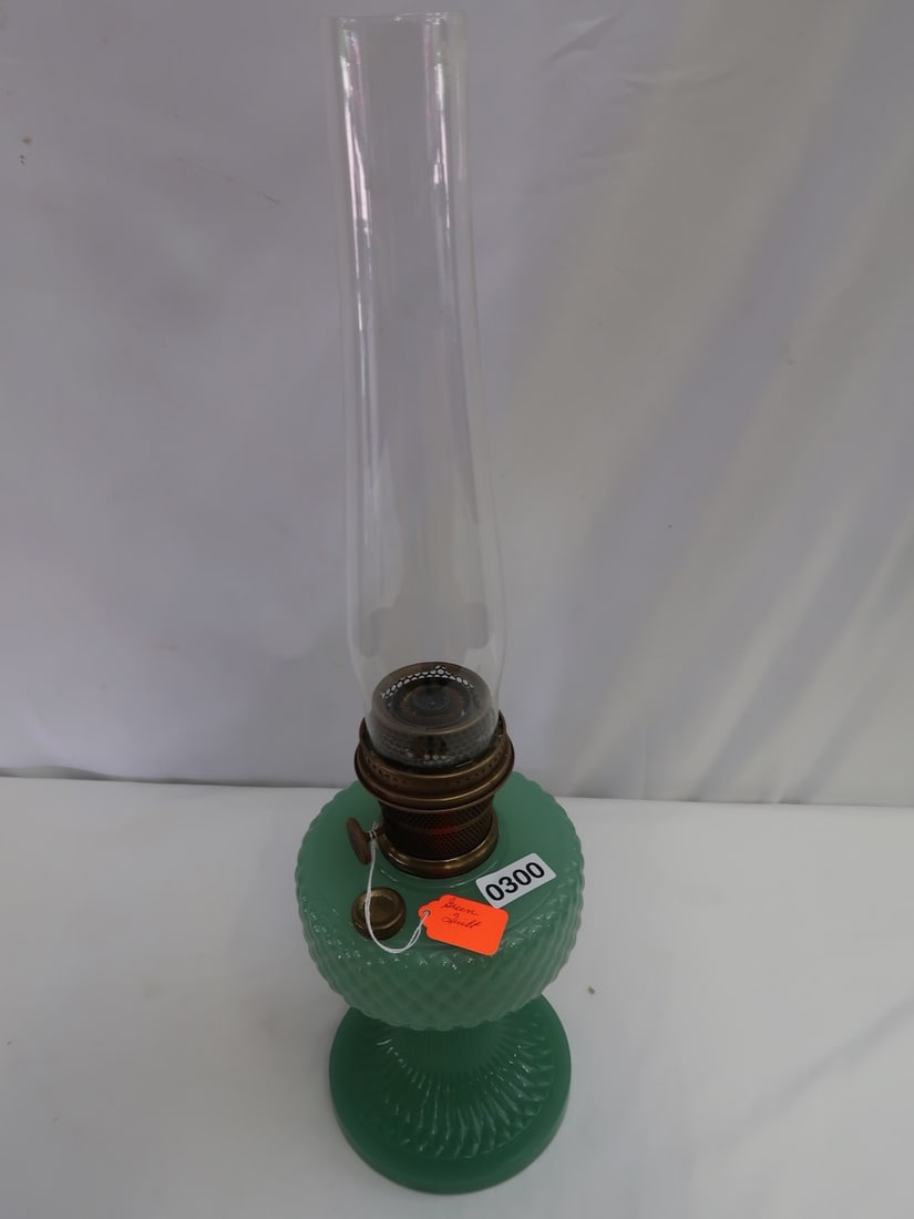 Green Quilted Antique Aladdin Lamp (1 of 3)