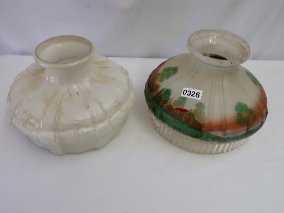 2 Antique Aladdin Shades: 10" Diameter
