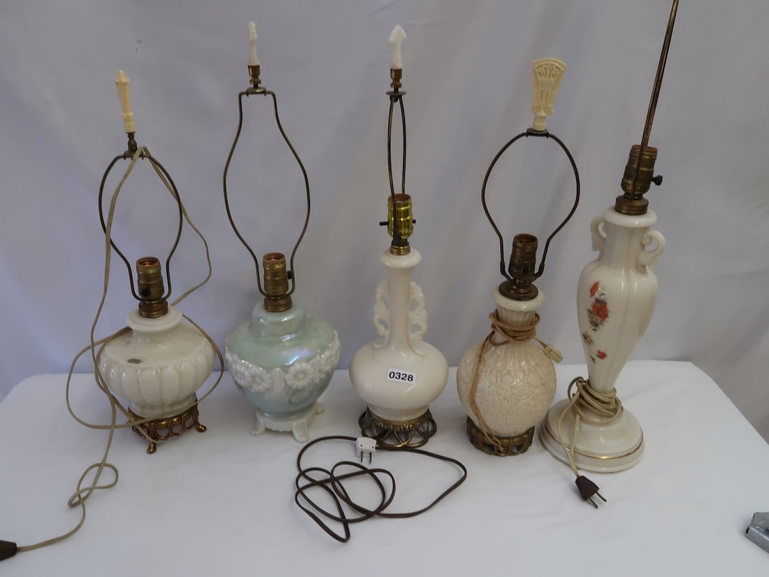 5 Antique Aladdin Lamp Bases: Tallest: 28"