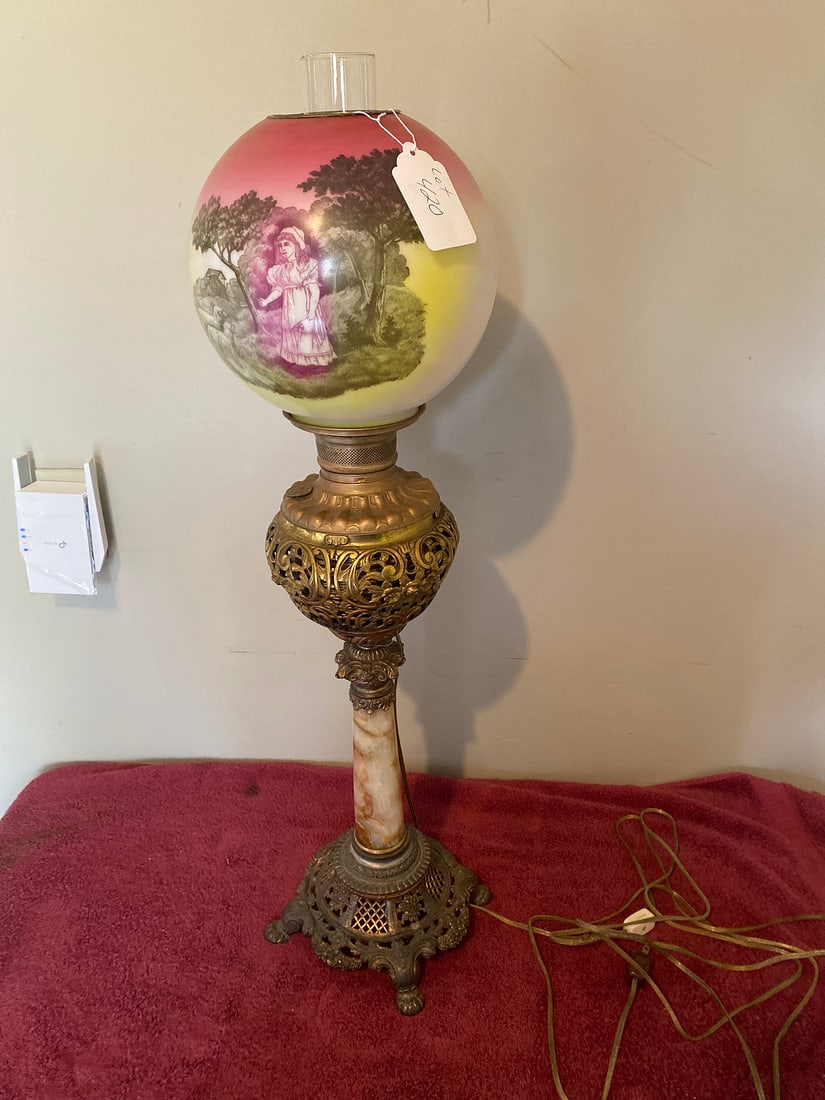 Vintage Hand-Painted Glass Globe Lamp (1 of 3)