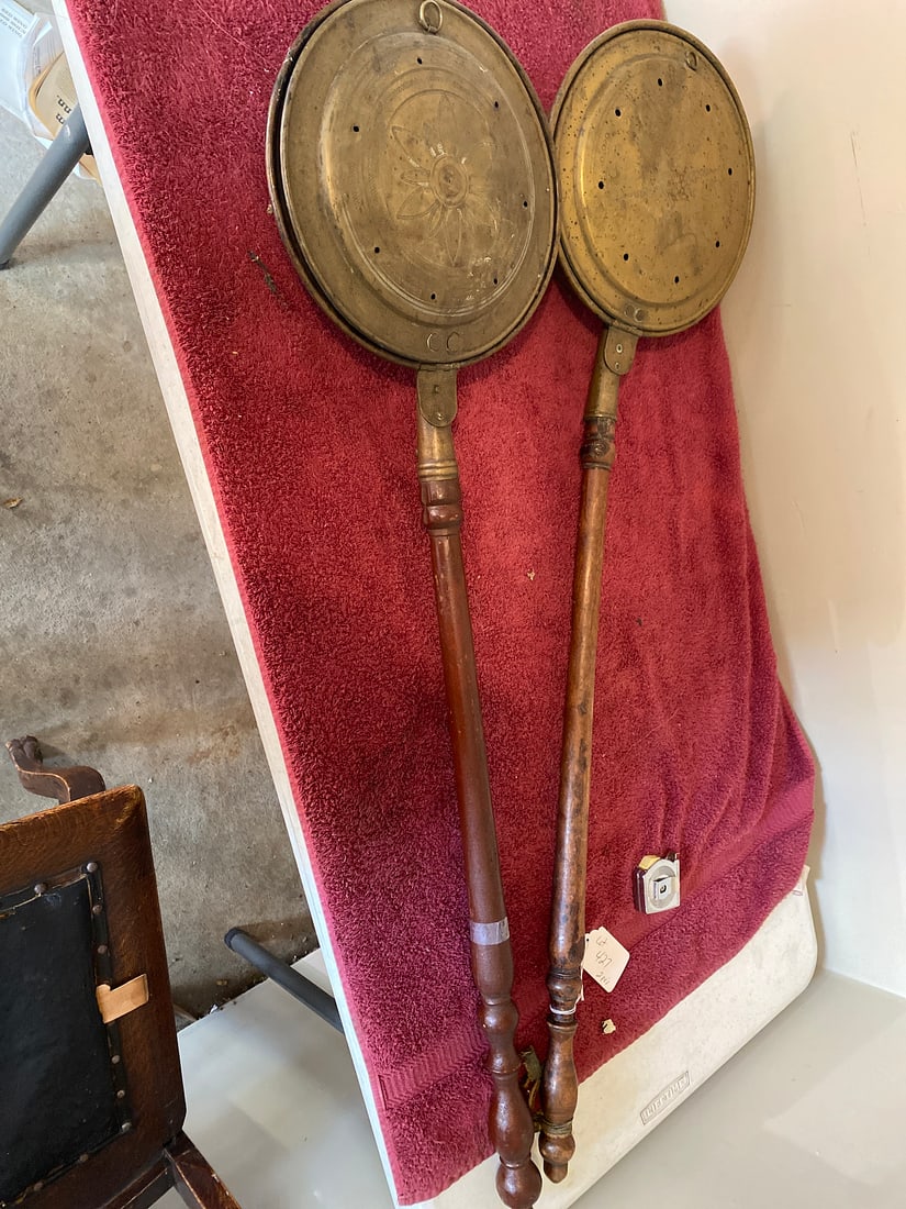 Antique Brass Bed Warmers Pair (1 of 3)