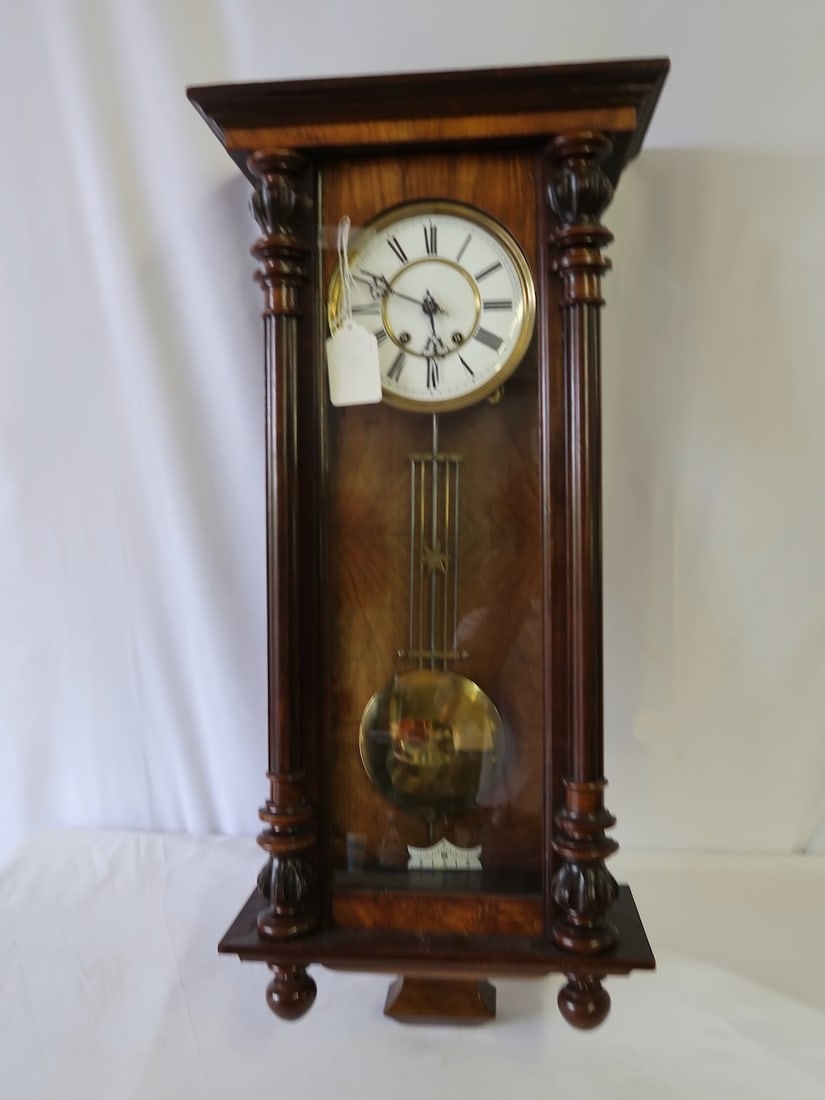 Large Victorian Wall Hanging Clock w/ Pendulum (1 of 4)
